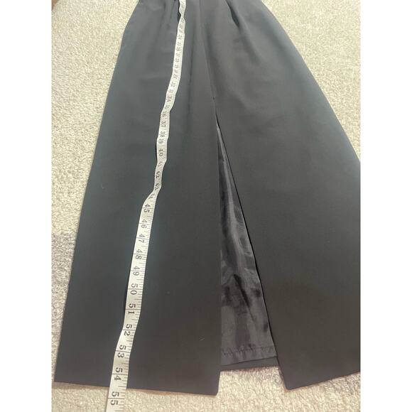 Vtg Laundry Shelli Segal Maxi Dress 4 Bow Open Back High Slit Satin Gown Black - Picture 9 of 13